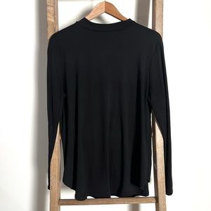 Zenana Premium black, long sleeved, high neck oversized tunic. Size 1X.